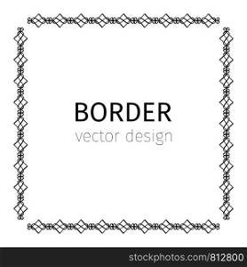 Square black scythian vector border on white background. Square black scythian border