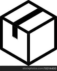 Square box thin line icon in isometric style.