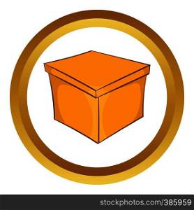 Square box vector icon in golden circle, cartoon style isolated on white background. Square box vector icon