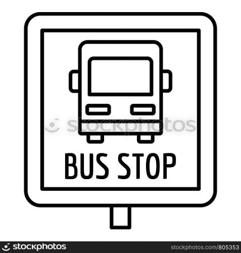 Square bus stop sign icon. Outline square bus stop sign vector icon for web design isolated on white background. Square bus stop sign icon, outline style