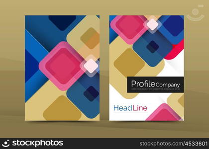 Square business abstract background, corporate print template. Vector