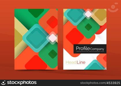 Square business abstract background, corporate print template. Vector