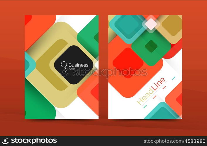 Square business abstract background, corporate print template. Vector