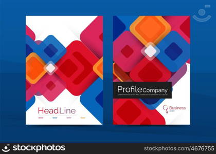 Square business abstract background, corporate print template. Vector