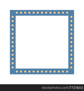 Square colorful blue frame with light bulbs. Vector Illustration. EPS10