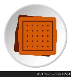 Square cookies icon in flat circle isolated vector illustration for web. Square cookies icon circle