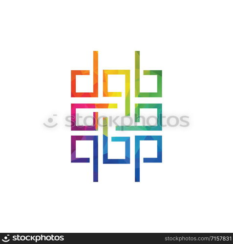 Square decorative color corporate identity design element. Abstract square color logo.