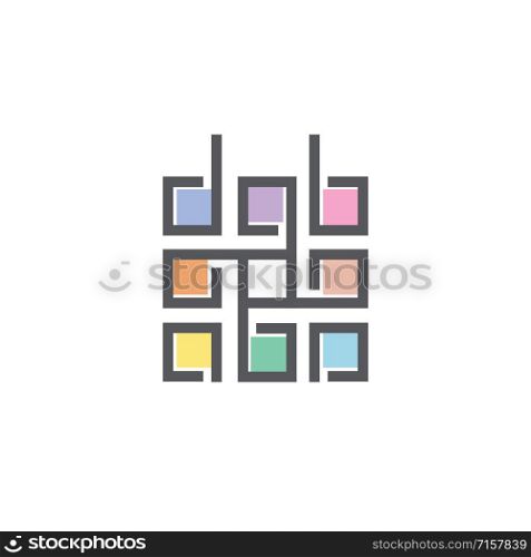 Square decorative color corporate identity design element. Abstract square color logo.