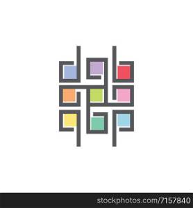 Square decorative color corporate identity design element. Abstract square color logo.