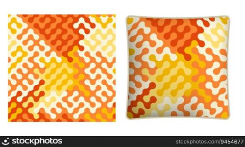 Square decorative pillow, bedroom accessory decorated abstract geometric pattern with fractal ornament. Spring and summer ornate. Vector ornament for design of posters and printing on textile