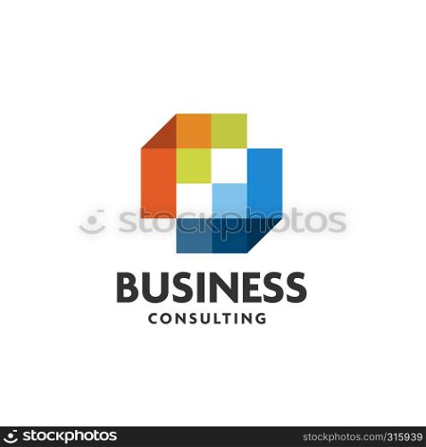 square digital pixel logo design vector, Pixel square technology logo