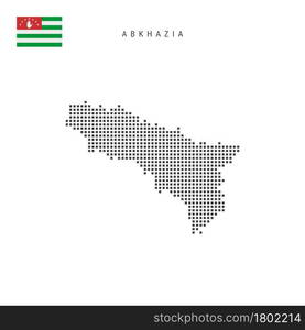 Square dots pattern map of Abkhazia. Abkhazian dotted pixel map with national flag isolated on white background. Vector illustration.. Square dots pattern map of Abkhazia. Abkhazian dotted pixel map with flag. Vector illustration