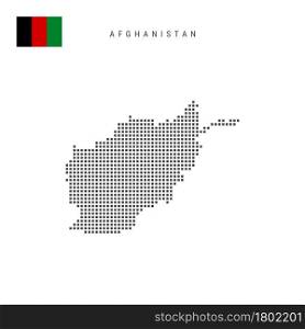 Square dots pattern map of Afghanistan. Afghan dotted pixel map with national flag isolated on white background. Vector illustration.. Square dots pattern map of Afghanistan. Afghan dotted pixel map with flag. Vector illustration