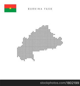 Square dots pattern map of Burkina Faso. Upper Volta dotted pixel map with national flag isolated on white background. Vector illustration.. Square dots pattern map of Burkina Faso. Upper Volta dotted pixel map with flag. Vector illustration
