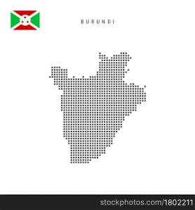 Square dots pattern map of Burundi. Burundian dotted pixel map with national flag isolated on white background. Vector illustration.. Square dots pattern map of Burundi. Burundian dotted pixel map with flag. Vector illustration