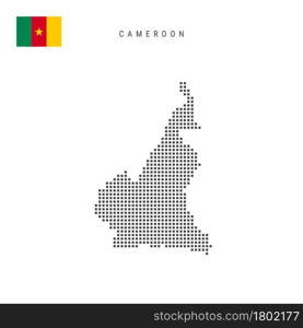 Square dots pattern map of Cameroon. Cameroonian dotted pixel map with national flag isolated on white background. Vector illustration.. Square dots pattern map of Cameroon. Cameroonian dotted pixel map with flag. Vector illustration