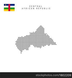 Square dots pattern map of Central African Republic. CAR dotted pixel map with national flag isolated on white background. Vector illustration.. Square dots pattern map of Central African Republic. CAR dotted pixel map with flag. Vector illustration