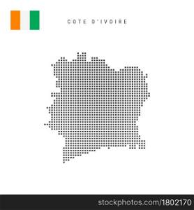 Square dots pattern map of Cote d Ivoire. Ivory Coast dotted pixel map with national flag isolated on white background. Vector illustration.. Square dots pattern map of Cote d Ivoire. Ivory Coast dotted pixel map with flag. Vector illustration