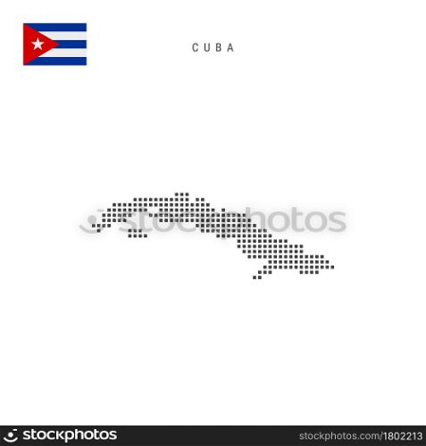 Square dots pattern map of Cuba. Cuban dotted pixel map with national flag isolated on white background. Vector illustration.. Square dots pattern map of Cuba. Cuban dotted pixel map with flag. Vector illustration