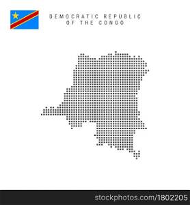 Square dots pattern map of Democratic Republic of the Congo. DR Congo dotted pixel map with national flag isolated on white background. Vector illustration.. Square dots pattern map of Democratic Republic of the Congo. DR Congo dotted pixel map with flag. Vector illustration