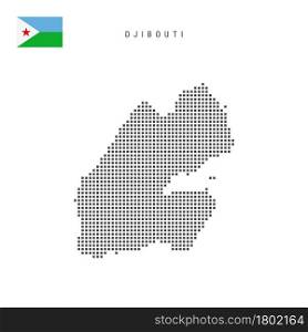 Square dots pattern map of Djibouti. Djiboutian dotted pixel map with national flag isolated on white background. Vector illustration.. Square dots pattern map of Djibouti. Djiboutian dotted pixel map with flag. Vector illustration
