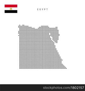 Square dots pattern map of Egypt. Egyptian dotted pixel map with national flag isolated on white background. Vector illustration.. Square dots pattern map of Egypt. Egyptian dotted pixel map with flag. Vector illustration