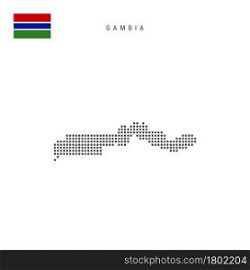 Square dots pattern map of Gambia. Gambian dotted pixel map with national flag isolated on white background. Vector illustration.. Square dots pattern map of Gambia. Gambian dotted pixel map with flag. Vector illustration