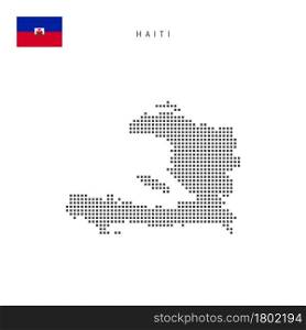 Square dots pattern map of Haiti. Haitian dotted pixel map with national flag isolated on white background. Vector illustration.. Square dots pattern map of Haiti. Haitian dotted pixel map with flag. Vector illustration