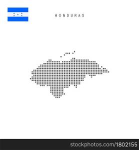 Square dots pattern map of Honduras. Honduran dotted pixel map with national flag isolated on white background. Vector illustration.. Square dots pattern map of Honduras. Honduran dotted pixel map with flag. Vector illustration