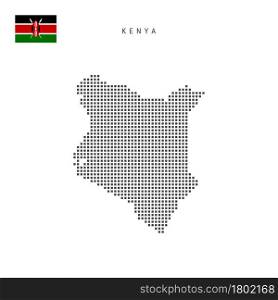 Square dots pattern map of Kenya. Kenyan dotted pixel map with national flag isolated on white background. Vector illustration.. Square dots pattern map of Kenya. Kenyan dotted pixel map with flag. Vector illustration
