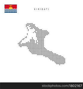 Square dots pattern map of Kiribati. Republic of Kiribati dotted pixel map with national flag isolated on white background. Vector illustration.. Square dots pattern map of Kiribati. Republic of Kiribati dotted pixel map with flag. Vector illustration