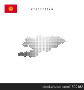 Square dots pattern map of Kyrgyzstan. Kyrgyz dotted pixel map with national flag isolated on white background. Vector illustration.. Square dots pattern map of Kyrgyzstan. Kyrgyz dotted pixel map with flag. Vector illustration