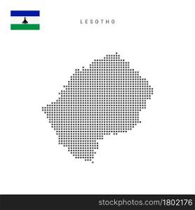 Square dots pattern map of Lesotho. Kingdom of Lesotho dotted pixel map with national flag isolated on white background. Vector illustration.. Square dots pattern map of Lesotho. Kingdom of Lesotho dotted pixel map with flag. Vector illustration