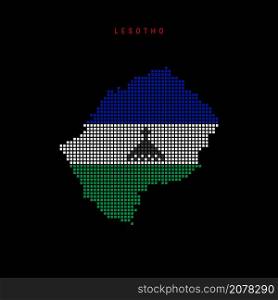 Square dots pattern map of Lesotho. Kingdom of Lesotho dotted pixel map with national flag colors isolated on black background. Vector illustration.. Square dots pattern map of Lesotho. Kingdom of Lesotho dotted pixel map with flag colors. Vector illustration