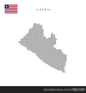 Square dots pattern map of Liberia. Liberian dotted pixel map with national flag isolated on white background. Vector illustration.. Square dots pattern map of Liberia. Liberian dotted pixel map with flag. Vector illustration