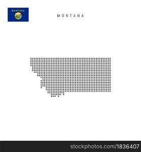 Square dots pattern map of Montana. Dotted pixel map with flag isolated on white background. Vector illustration.. Square dots pattern map of Montana. Dotted pixel map with flag. Vector illustration