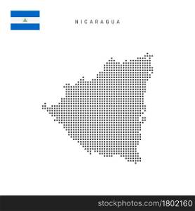 Square dots pattern map of Nicaragua. Nicaraguan dotted pixel map with national flag isolated on white background. Vector illustration.. Square dots pattern map of Nicaragua. Nicaraguan dotted pixel map with flag. Vector illustration