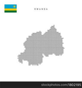 Square dots pattern map of Rwanda. Rwandan dotted pixel map with national flag isolated on white background. Vector illustration.. Square dots pattern map of Rwanda. Rwandan dotted pixel map with flag. Vector illustration