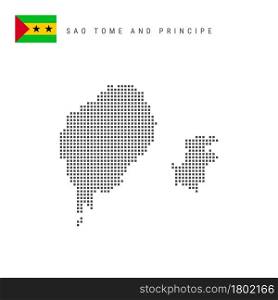 Square dots pattern map of Sao Tome and Principe. Saint Thomas and Prince dotted pixel map with national flag isolated on white background. Vector illustration.. Square dots pattern map of Sao Tome and Principe. Saint Thomas and Prince dotted pixel map with flag. Vector art
