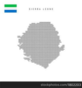 Square dots pattern map of Sierra Leone. Salone dotted pixel map with national flag isolated on white background. Vector illustration.. Square dots pattern map of Sierra Leone. Salone dotted pixel map with flag. Vector illustration