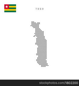 Square dots pattern map of Togo. Togolese Republic dotted pixel map with national flag isolated on white background. Vector illustration.. Square dots pattern map of Togo. Togolese Republic dotted pixel map with flag. Vector illustration