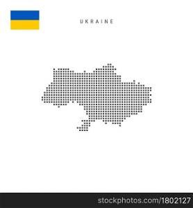 Square dots pattern map of Ukraine. Ukrainian dotted pixel map with national flag isolated on white background. Vector illustration.. Square dots pattern map of Ukraine. Ukrainian dotted pixel map with flag. Vector illustration
