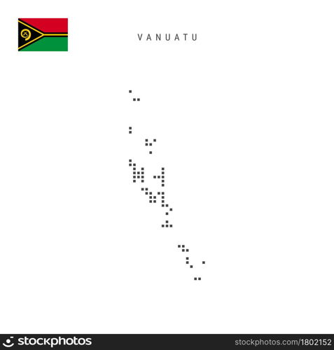 Square dots pattern map of Vanuatu. Vanuatuan dotted pixel map with national flag isolated on white background. Vector illustration.. Square dots pattern map of Vanuatu. Vanuatuan dotted pixel map with flag. Vector illustration