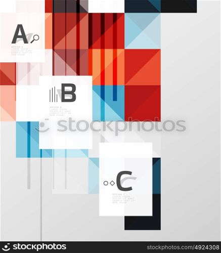 Square elements with infographics and options. Square elements with infographics and options. Vector template background for print workflow layout, diagram, number options or web design banner