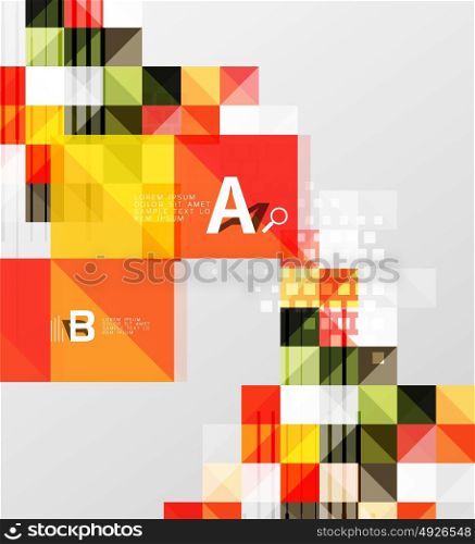 Square elements with infographics and options. Square elements with infographics and options. Vector template background for print workflow layout, diagram, number options or web design banner
