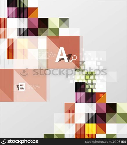 Square elements with infographics and options. Vector template background for print workflow layout, diagram, number options or web design banner