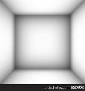 square empty room with shaded white walls