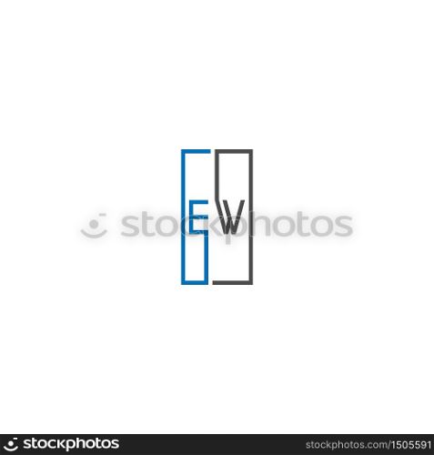 Square EW logo letters design concept in black and blue colors