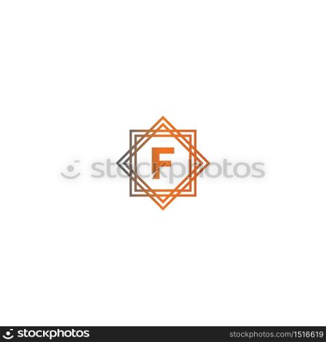 Square F logo letters design concept in black and orange color illustration