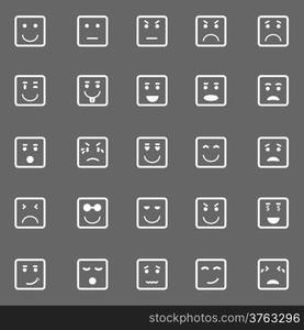 Square face icons on gray background, stock vector